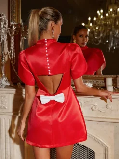 Dresses | Mini Dresses*Mew Mews Fashion Jaetyn Bow Cutout Satin Mini Dress