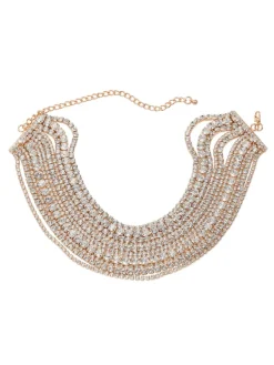 Necklaces*Mew Mews Fashion Jago Multi Layered Crystal Necklace In Gold
