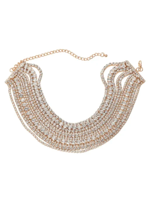 Necklaces*Mew Mews Fashion Jago Multi Layered Crystal Necklace In Gold
