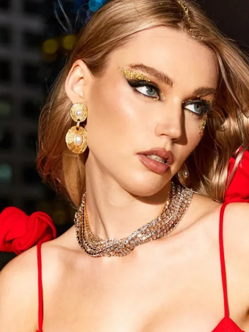 Necklaces*Mew Mews Fashion Jago Multi Layered Crystal Necklace In Gold
