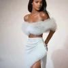 Sets & Co-ords*Jiu Bajia O/S Jalynne Corset Tulle Trimmed Sequin Skirt Set In White