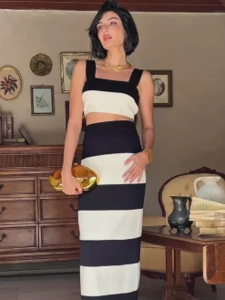 Sets & Co-ords*Mew Mews Fashion Jamaar Stripe Knitted Skirt Set