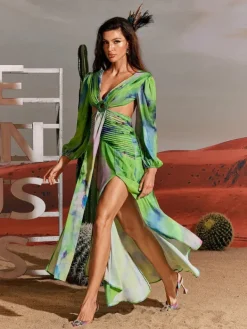 Dresses | Maxi Dresses*Mew Mews Fashion Janay Printed Cutout Maxi Dress
