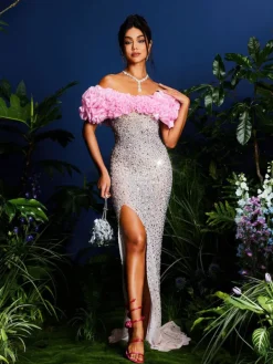 Embellishment | Dresses*Embellishment Janiela Strapless Rhinestone Split Maxi Dress