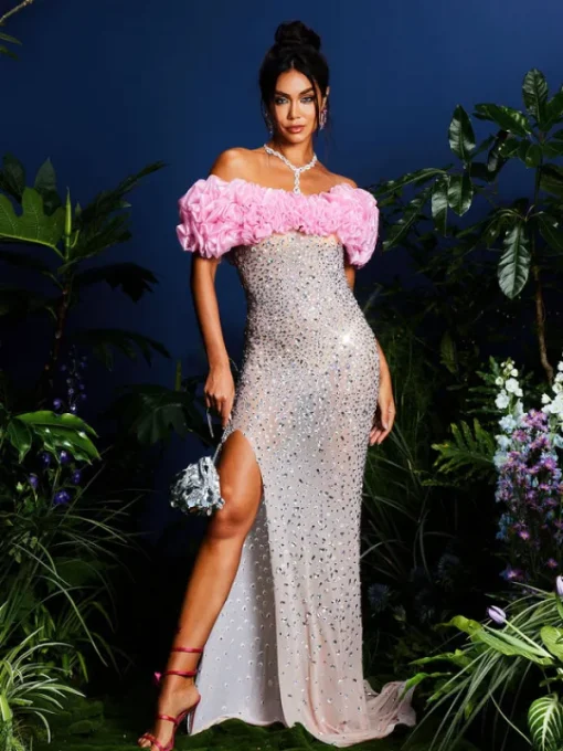 Embellishment | Dresses*Embellishment Janiela Strapless Rhinestone Split Maxi Dress