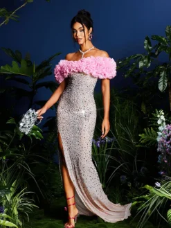 Embellishment | Dresses*Embellishment Janiela Strapless Rhinestone Split Maxi Dress