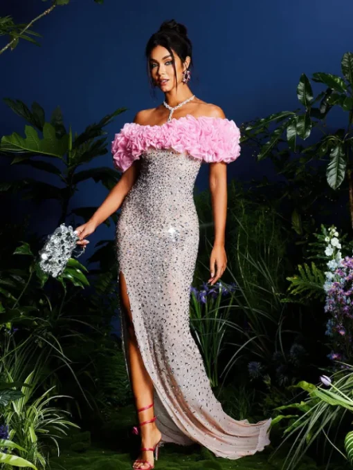 Embellishment | Dresses*Embellishment Janiela Strapless Rhinestone Split Maxi Dress