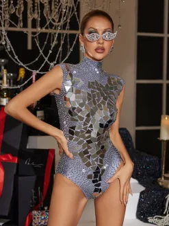 Bodysuits | Tops*W Jia Jase Sleeveless Acrylic Embellished Bodysuit