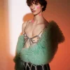 Embellishment*Embellishment O/S Jasiel Ruched Tulle Shrug