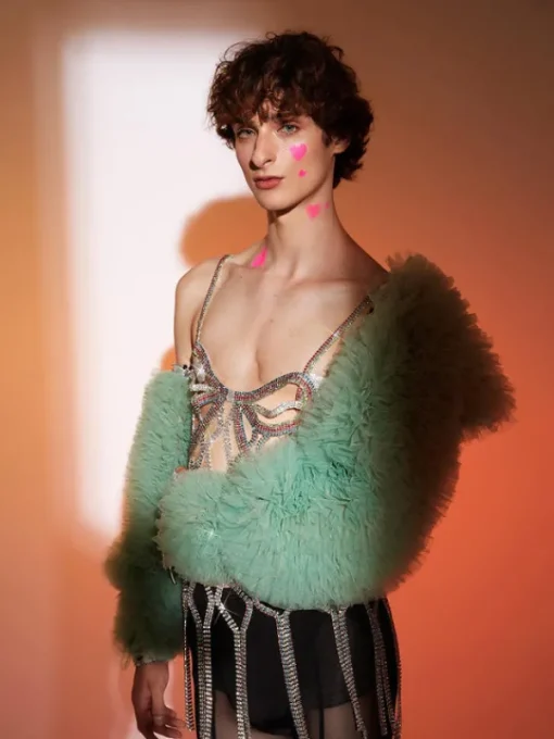 Embellishment*Embellishment O/S Jasiel Ruched Tulle Shrug