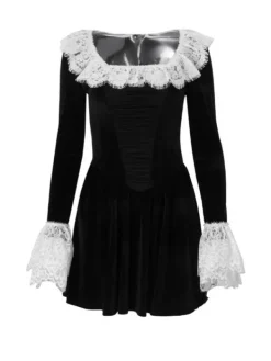 Dresses | Mini Dresses*Mew Mews Fashion Jaxon Lace Trimmed Velvet Mini Dress