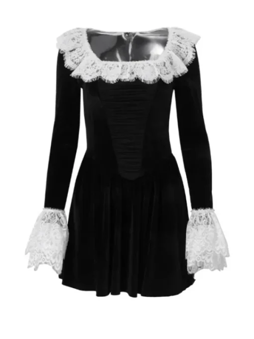 Dresses | Mini Dresses*Mew Mews Fashion Jaxon Lace Trimmed Velvet Mini Dress