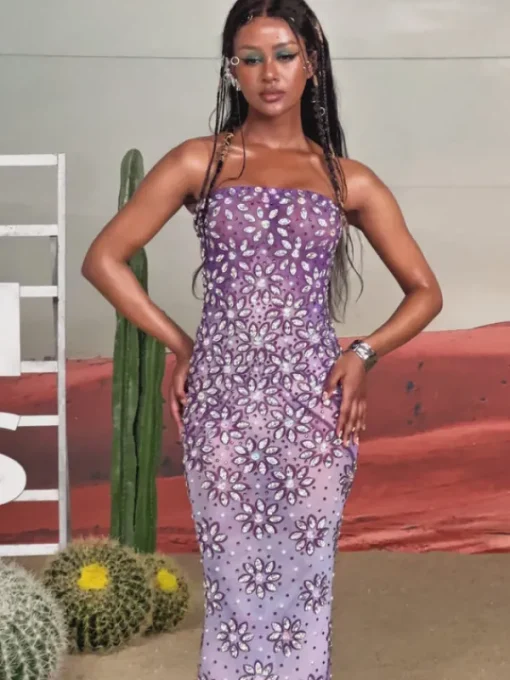 Embellishment | Dresses*Embellishment Jaylen Strapless Floral Rhinestone Maxi Dress