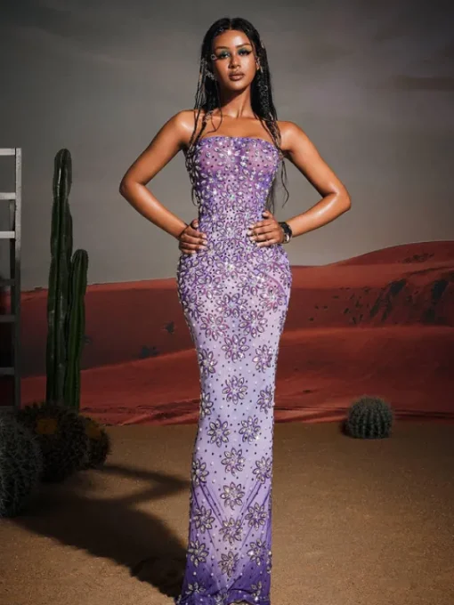 Embellishment | Dresses*Embellishment Jaylen Strapless Floral Rhinestone Maxi Dress