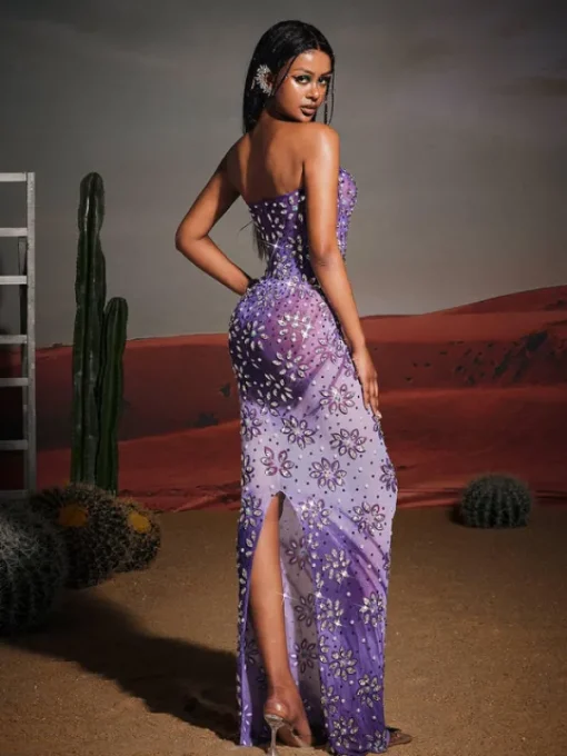 Embellishment | Dresses*Embellishment Jaylen Strapless Floral Rhinestone Maxi Dress