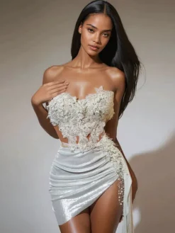 Sets & Co-ords*Jiu Bajia O/S Jelia Strapless Ruched Skirt Set