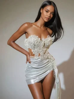Sets & Co-ords*Jiu Bajia O/S Jelia Strapless Ruched Skirt Set