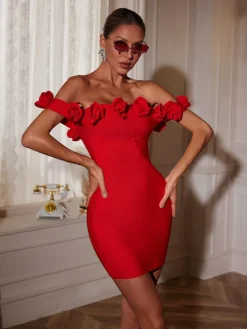 Dresses | Mini Dresses*Bandage Jester Off Shoulder Flower Dress