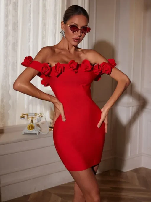 Dresses | Mini Dresses*Bandage Jester Off Shoulder Flower Dress