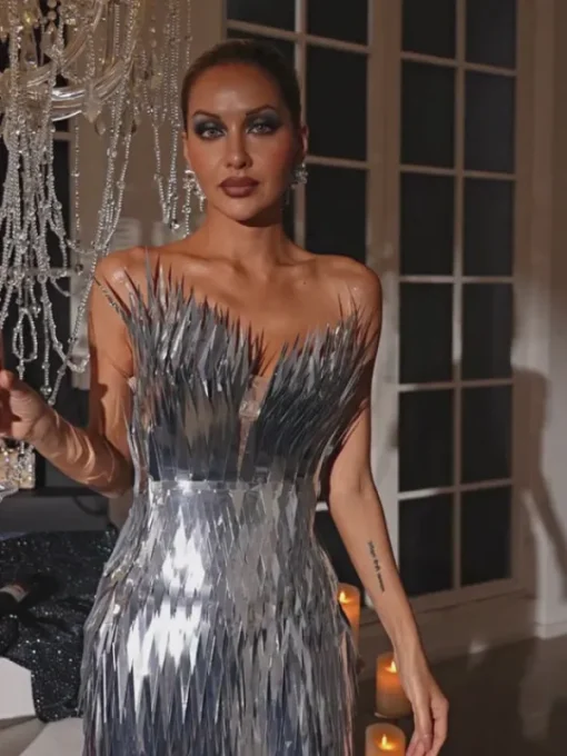 Embellishment | Dresses*Embellishment Jimmie Metal Feather Mini Dress In Silver
