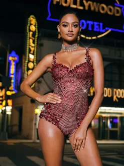 Bodysuits | Tops*Nuo Fansi Jodelle Rhinestone Sequin Bodysuit