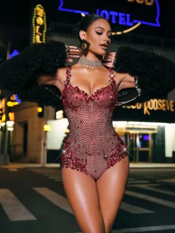 Bodysuits | Tops*Nuo Fansi Jodelle Rhinestone Sequin Bodysuit
