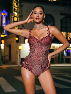 Bodysuits | Tops*Nuo Fansi Jodelle Rhinestone Sequin Bodysuit
