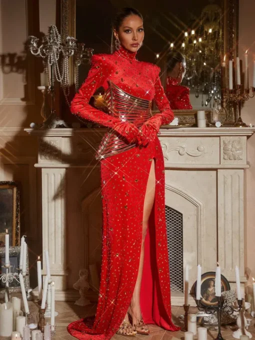 Dresses | Maxi Dresses*Embellishment Jonson Rhinestone Embellished Split Maxi Dress