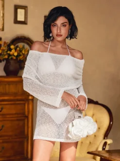 Mini Dresses | Dresses*Mew Mews Fashion Juliea Off Shoulder Knitted Mini Dress