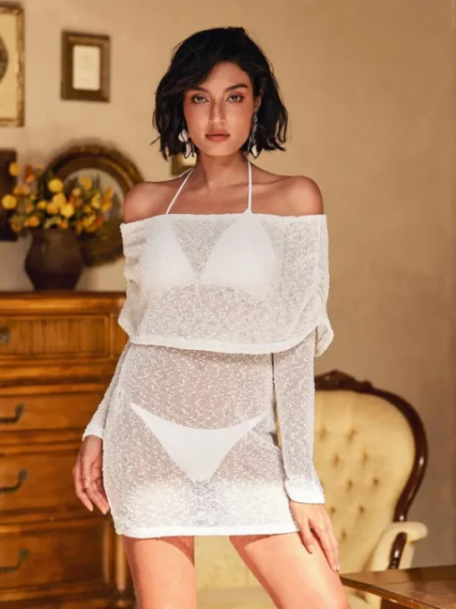 Mini Dresses | Dresses*Mew Mews Fashion Juliea Off Shoulder Knitted Mini Dress