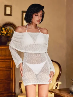 Mini Dresses | Dresses*Mew Mews Fashion Juliea Off Shoulder Knitted Mini Dress
