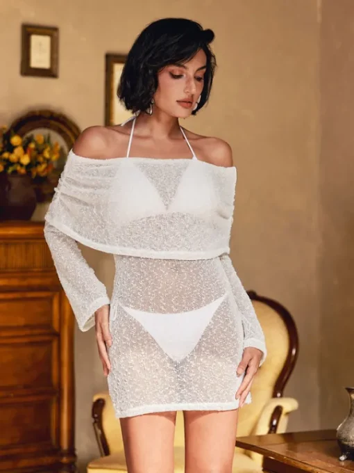 Mini Dresses | Dresses*Mew Mews Fashion Juliea Off Shoulder Knitted Mini Dress
