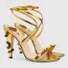 Shoes*Mew Mews Fashion Juliette Metallic Snake Heel Sandals In Gold