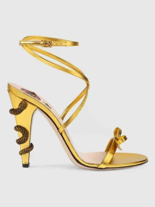 Shoes*Mew Mews Fashion Juliette Metallic Snake Heel Sandals In Gold