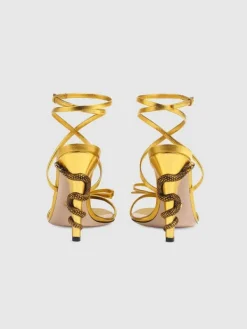 Shoes*Mew Mews Fashion Juliette Metallic Snake Heel Sandals In Gold