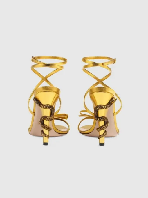 Shoes*Mew Mews Fashion Juliette Metallic Snake Heel Sandals In Gold