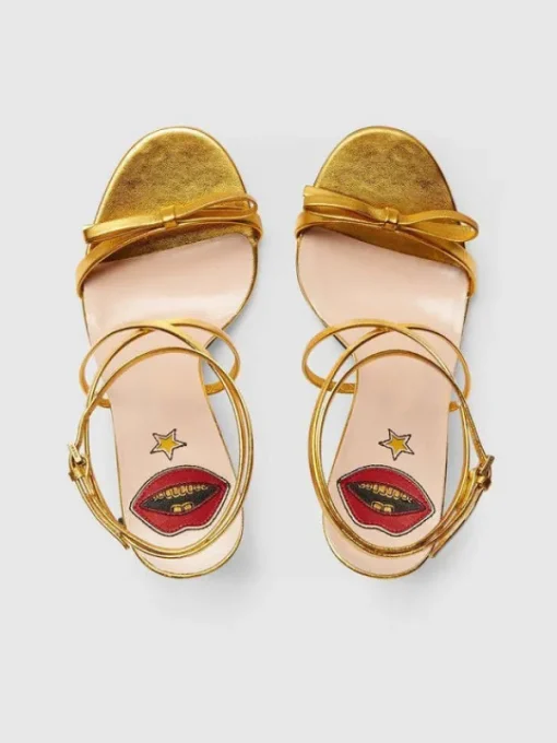 Shoes*Mew Mews Fashion Juliette Metallic Snake Heel Sandals In Gold