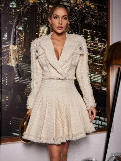Coats & Jackets*Mew Mews Fashion Juria Tweed Jacket In Beige