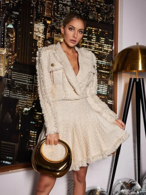 Skirts*Mew Mews Fashion Juria Tweed Skirt In Beige
