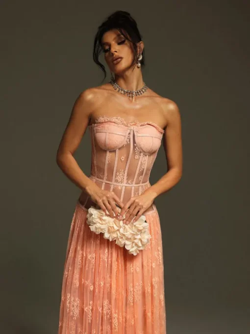 Dresses | Maxi Dresses*Mew Mews Fashion Juric Strapless Lace Mesh Maxi Dress