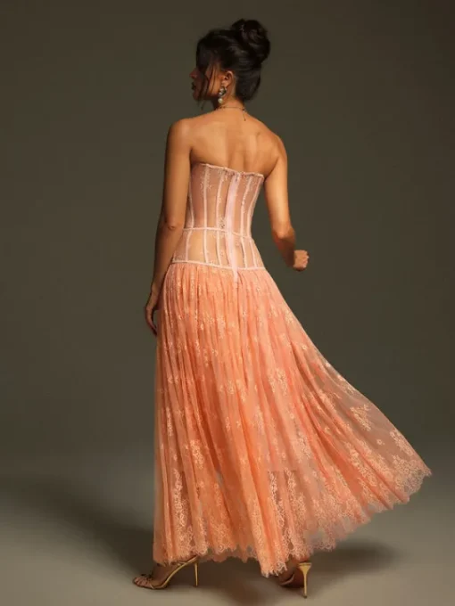 Dresses | Maxi Dresses*Mew Mews Fashion Juric Strapless Lace Mesh Maxi Dress