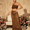 Sets & Co-ords*Mew Mews Fashion Jyxaris Halterneck Flower Knitted Skirt Set
