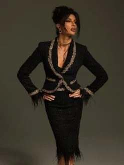 Blazers | Sets & Co-ords*Mew Mews Fashion Kadience Long Sleeve Feather Skirt Set