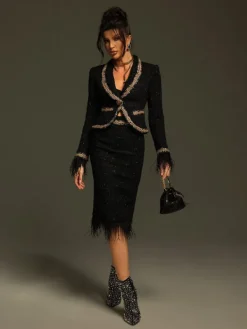Blazers | Sets & Co-ords*Mew Mews Fashion Kadience Long Sleeve Feather Skirt Set