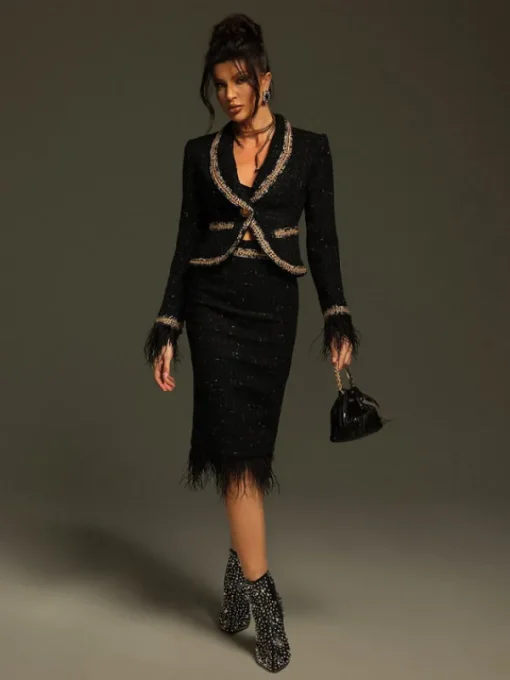 Blazers | Sets & Co-ords*Mew Mews Fashion Kadience Long Sleeve Feather Skirt Set