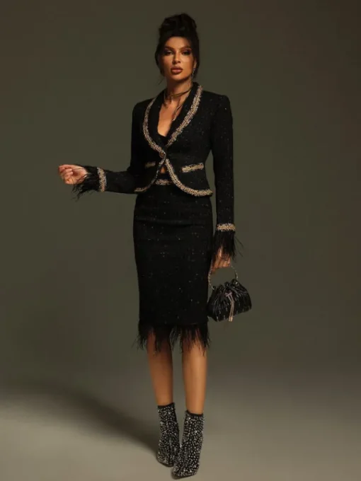 Blazers | Sets & Co-ords*Mew Mews Fashion Kadience Long Sleeve Feather Skirt Set