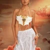 Armor Tops | Tops*Mew Mews Fashion O/S Kaelrix Halterneck Chain Armor Top In White