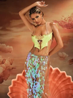 Armor Tops | Tops*Mew Mews Fashion O/S Kaelrix Halterneck Chain Armor Top In Green