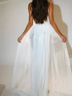 Sets & Co-ords*Jiu Bajia O/S Kalene Strapless Ruffle Tulle Skirt Set In White