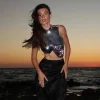 Armor Tops*Mew Mews Fashion O/S Kari Sleeveless Drapery Armor Top In Silver